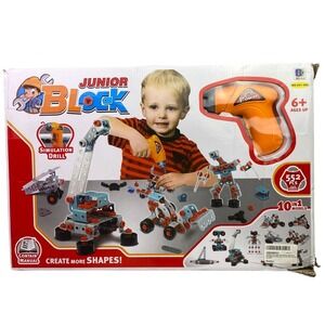 Junior Block 552 Piece STEM Building Toy Set Drill 10 Models Erector Set